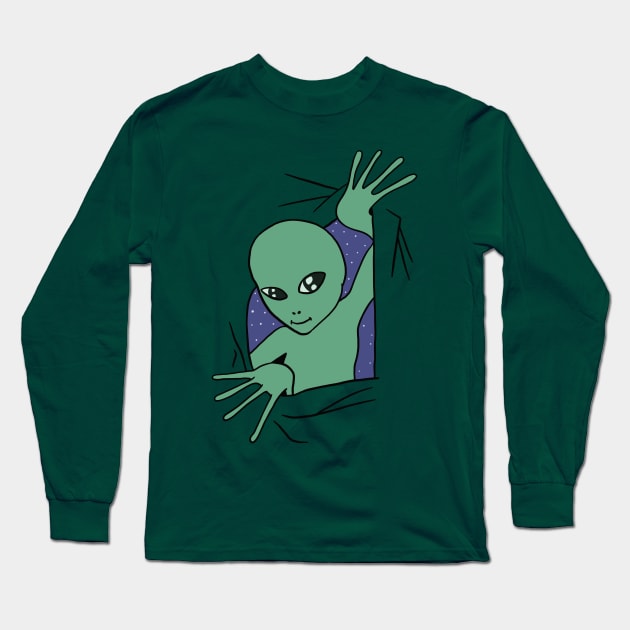 Alien Looking Through Fabric Long Sleeve T-Shirt by isstgeschichte